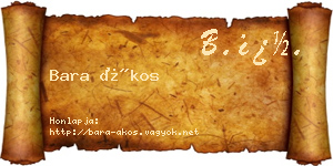 Bara Ákos névjegykártya